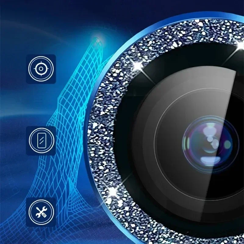 Shiny Diamond Metal Ring Camer - огляд і ціна Tempered Glass Screen 9H