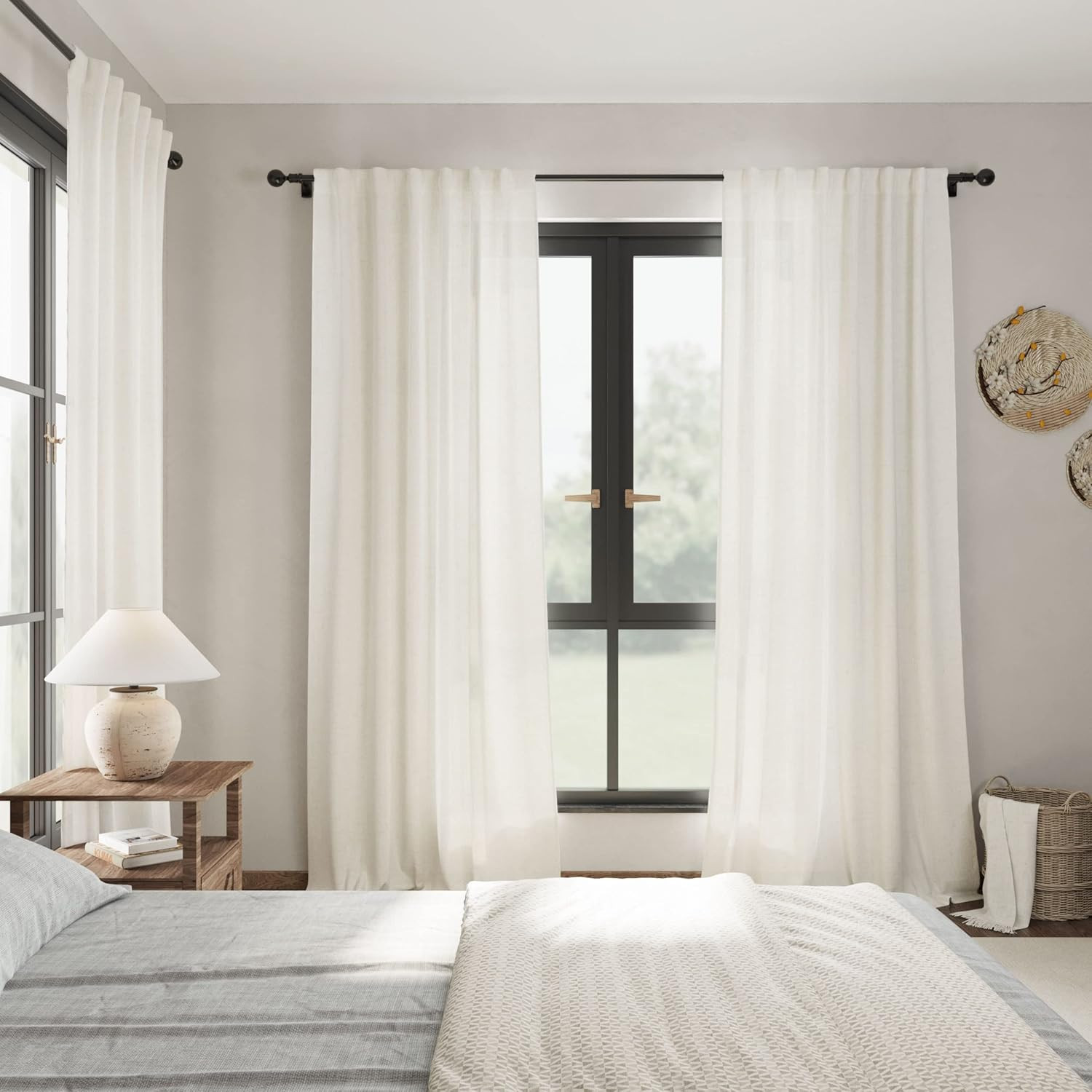 Cream Linen Back Tab Curtains  - огляд і ціна Privacy Filter 2Pack