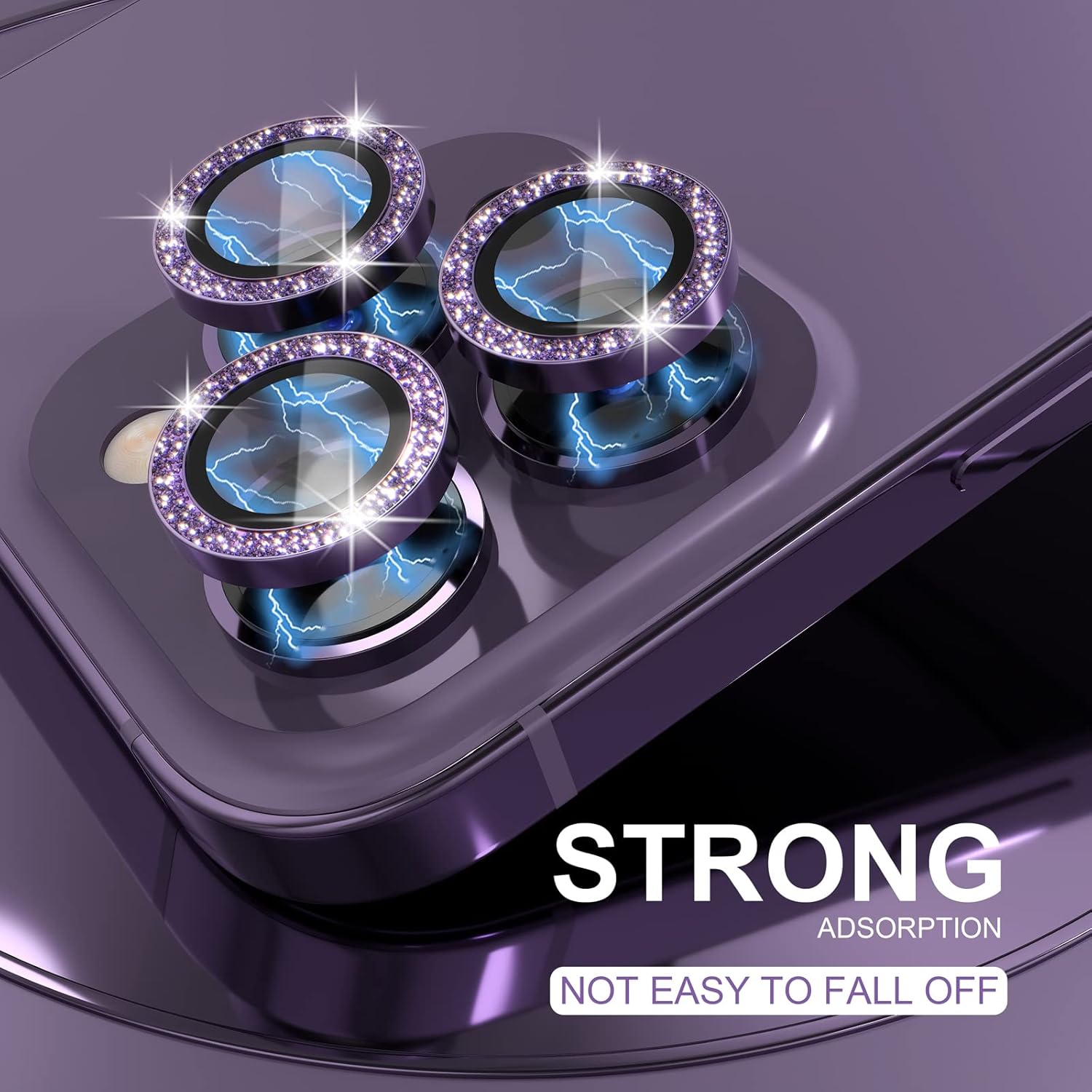 1Set Bling Glitter Purple Came - огляд і ціна Tempered Glass Screen 9H